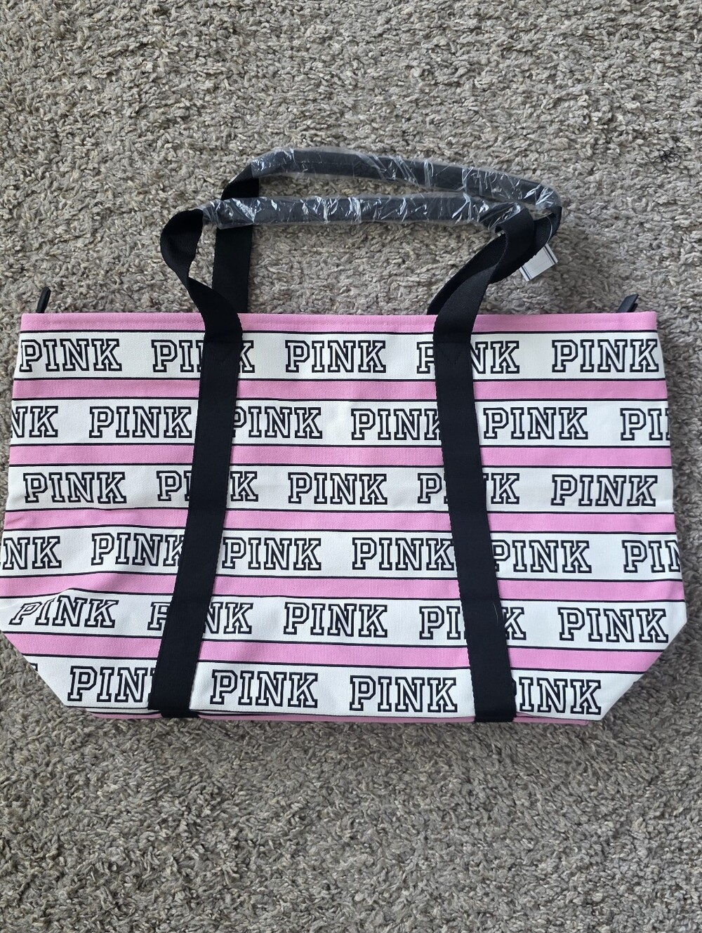 Victoria's Secret PINK Striped Canvas Tote Bag